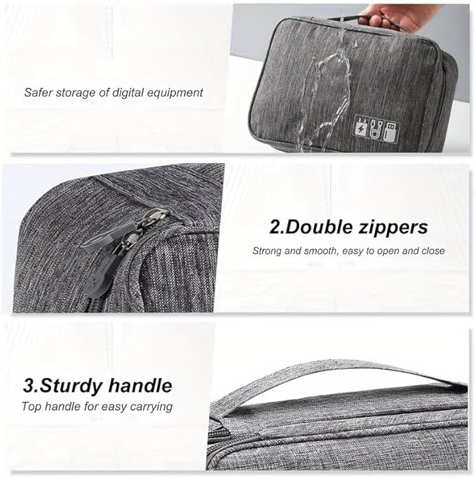 Portable travel cable storage bag digital electronic organizer case Storage Bag Waterproof Digital Electronic Organizer Pack Of 1 (Black, 1Layer(24.5x10x18cm))