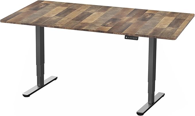 VIVO Electric 71 x 36 in Dual Motor Sit Stand Desk, Memory Height Adjustment, 2B Series, Reclaimed Wood Top Black Frame, DESK-KIT-2B7P-36