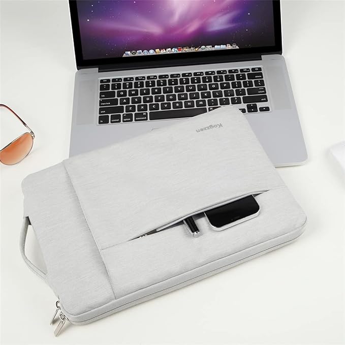 15-16 Inch Laptop Sleeve Waterproof Lightweight Case Bag Compatible with MacBook Pro 16/15/ Surface Laptop 15/ Surface Book 15, Chromebook Dell HP Lenovo Asus Acer Samsung - Light Gray
