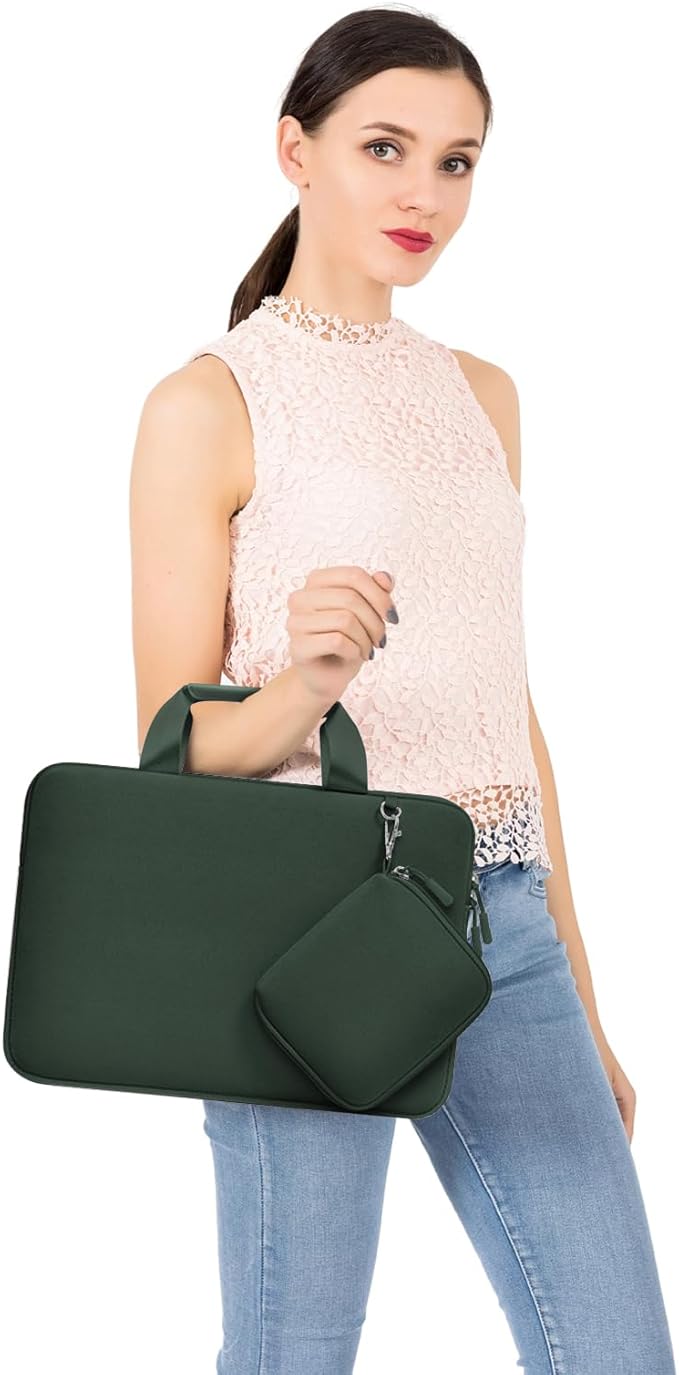 MOSISO Laptop Case 13 inch, Laptop Sleeve Bag Compatible with MacBook Air 13 inch M4 M3 M2 M1 2025-2018 / Pro 13 M2 M1, Neoprene Carrying Computer Bag with Handle&Detachable Small Case, Emerald Green