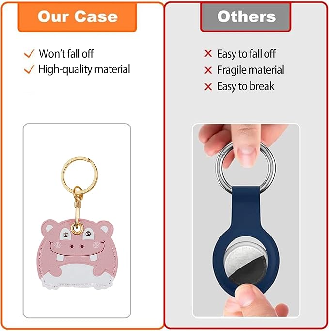 Leather Keychain Case Holder Compatible with Apple AirTag, GPS Airtag Keychain Finder Tracker with Key Ring, Anti-Scratch Protective Air Tag Cover