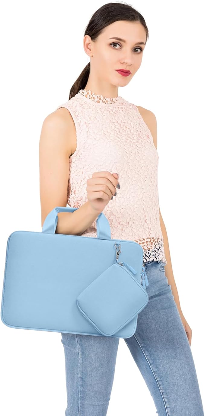 MOSISO Laptop Case 13 inch, Laptop Sleeve Bag Compatible with MacBook Air 13 inch M4 M3 M2 M1 2025-2018 / Pro 13 M2 M1, Neoprene Carrying Computer Bag with Handle&Detachable Small Case, Air Blue