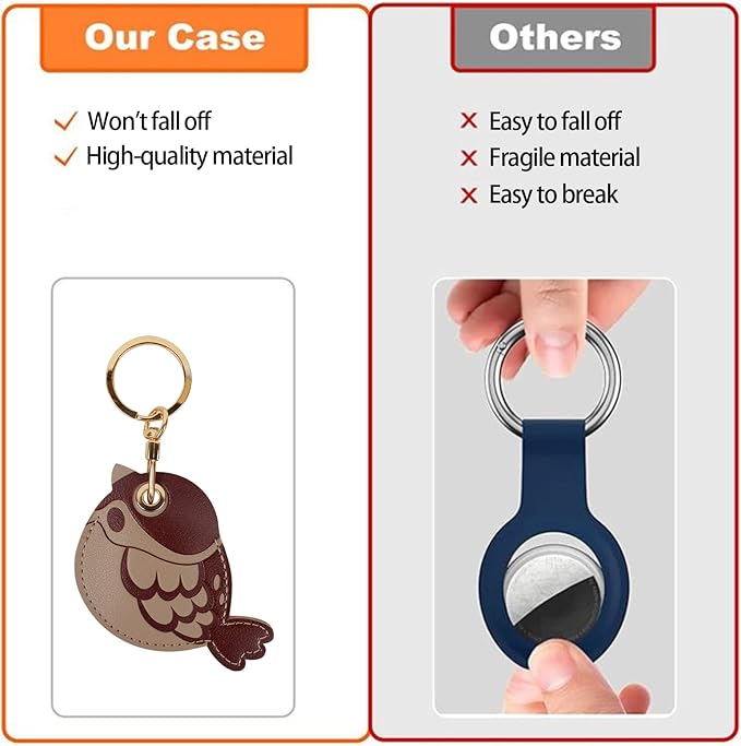 Leather Keychain Case Holder Compatible with Apple AirTag, GPS Airtag Keychain Finder Tracker with Key Ring, Anti-Scratch Protective Air Tag Cover