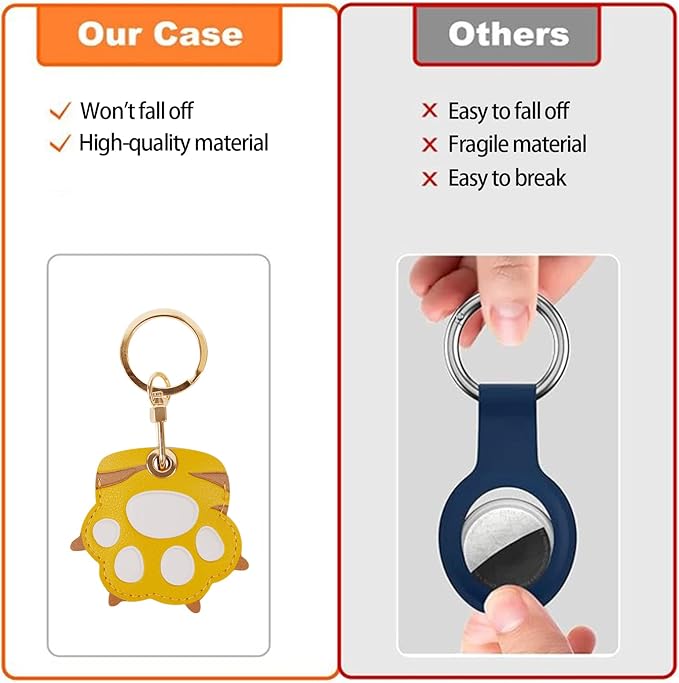 Leather Keychain Case Holder Compatible with Apple AirTag, GPS Airtag Keychain Finder Tracker with Key Ring, Anti-Scratch Protective Air Tag Cover