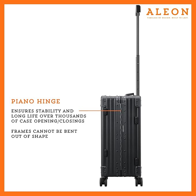 Aleon All Aluminum Lightweight Carry-On Luggage - Hardside Carry-On Suitcase, TSA Approved, Hard Shell Suitcase for Travel, Airline Approved 21 Inch Hard Spinner Wheels Luggage (Onyx)