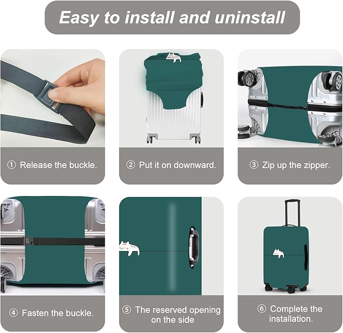 forest Green Luggage Cover, Washable Suitcase Protector Simple Abstract Animal Design Anti-scratch for 24",26" Bag