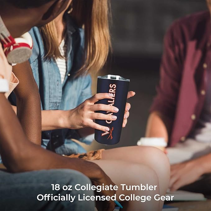Campus Colors NCAA Stainless Steel Tumbler perfect for Gameday - 18 oz - Double Walled - Keeps Drinks Perfectly Insulated (Virginia Cavaliers - Navy)