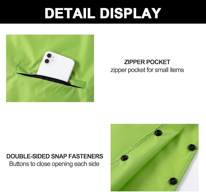 Fashion Hooded Rain Poncho Waterproof Raincoat Jacket with pocket for Women/Men/Adult