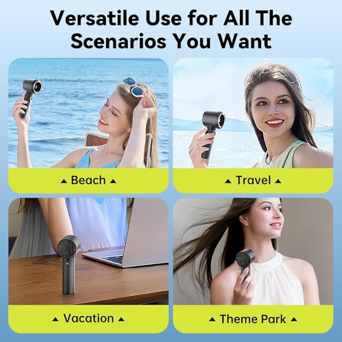 Portable Fan For Travel Mini: Small Pocket Handheld Personal Rechargeable Battery Operated USB High Speed Keeping Cool In Hot Weather Summer Beach For Women (gray)