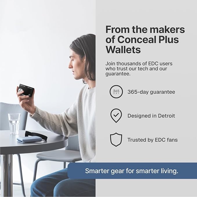 Conceal Plus Wallet Finder Slim Tracker, 5-Year Battery Life - Never Needs Charging, Track Wallet, Backpack, Luggage and More, Works with Apple Find My iOS Only (Android Not Supported)