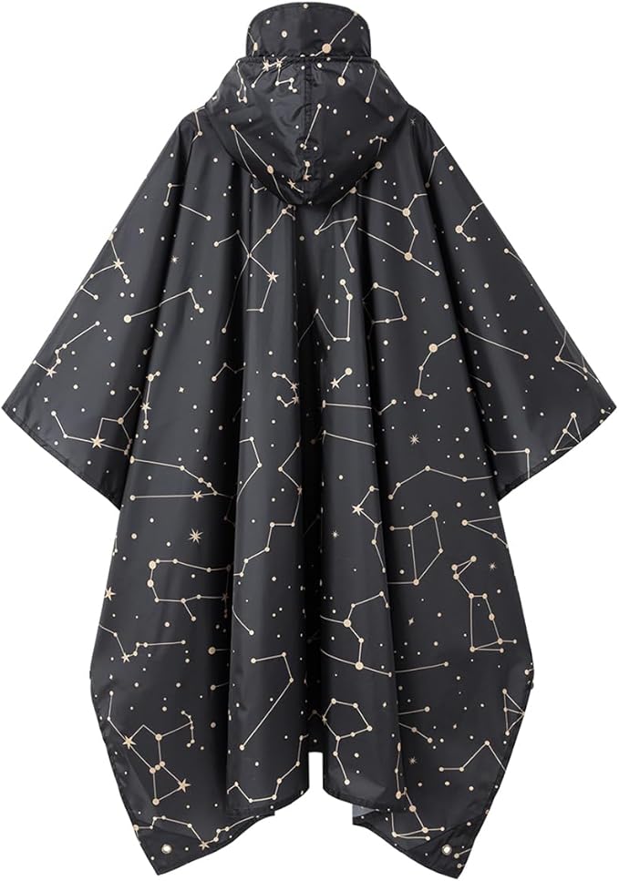 Hooded Rain Poncho for Adult, Waterproof Lightweight Raincoat for Hiking Camping