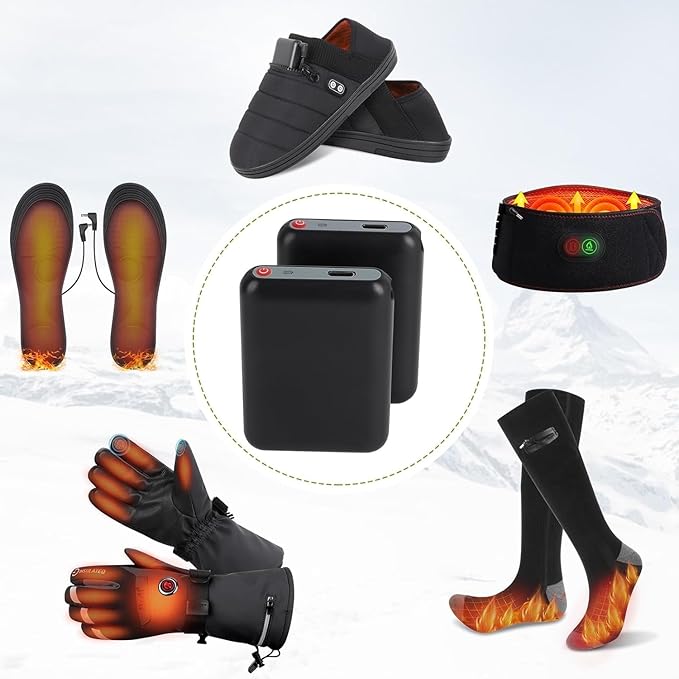 BIAL 2PCS 5V Lithium Polymer Batteries for Heated Gloves, Heated Socks, Heated Slippers, Mini Replacement Rechargeable Batteries, Spare Battery Female DC Jack Compatibility