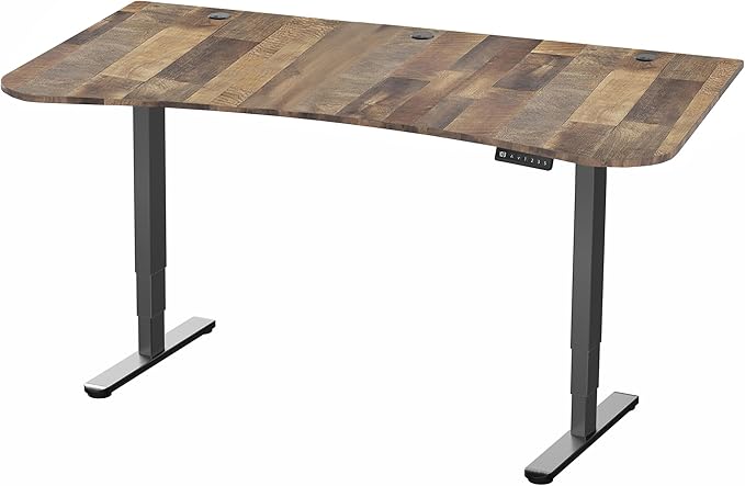 VIVO Electric 63 x 32 in Dual Motor Standing Desk, Memory Height Adjustment, 2B Series, Reclaimed Wood Top Black Frame, DESK-KIT-2B1P