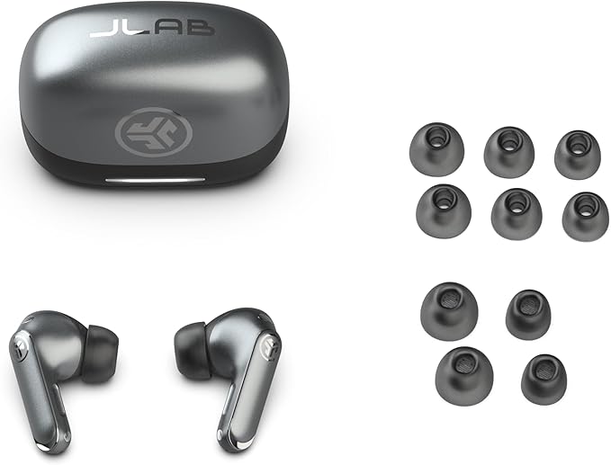 JLab Epic Pods ANC True Wireless Bluetooth Earbuds, Hybrid Dual Driver System, Knowles Balanced Armature, Adaptive Noise Canceling, 56+ Hours Playtime, Custom Sound via App, Wireless Charging, Black