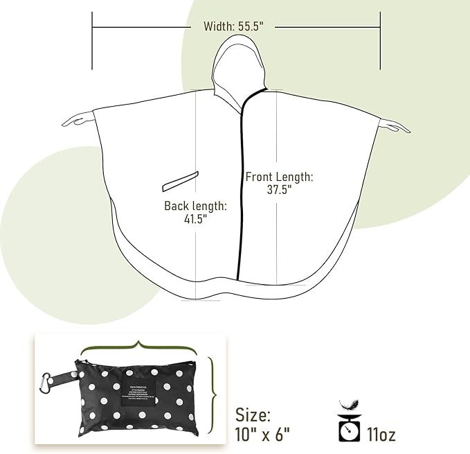 SaphiRose Unisex Rain Poncho Waterproof Raincoat Hooded for Adults Women with Pockets