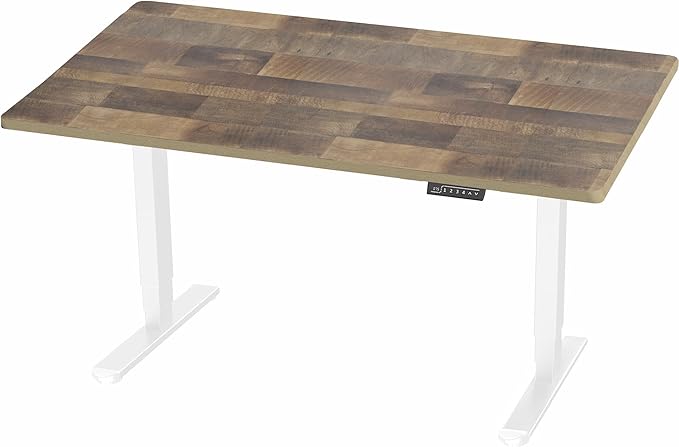 VIVO Electric 55 x 28 in Dual Motor Sit Stand Desk, Memory Height Adjustment, 2B Series, Reclaimed Wood Top White Frame, DESK-KIT-2W55P