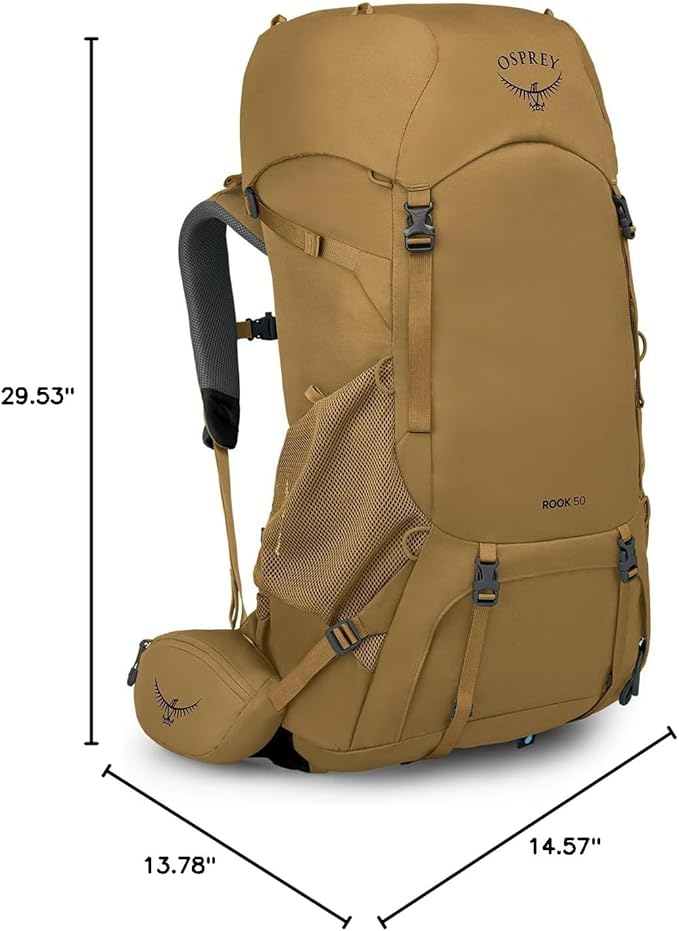 Osprey Rook 50L Men's Backpacking Backpack, Histosol Brown/Rhino Grey