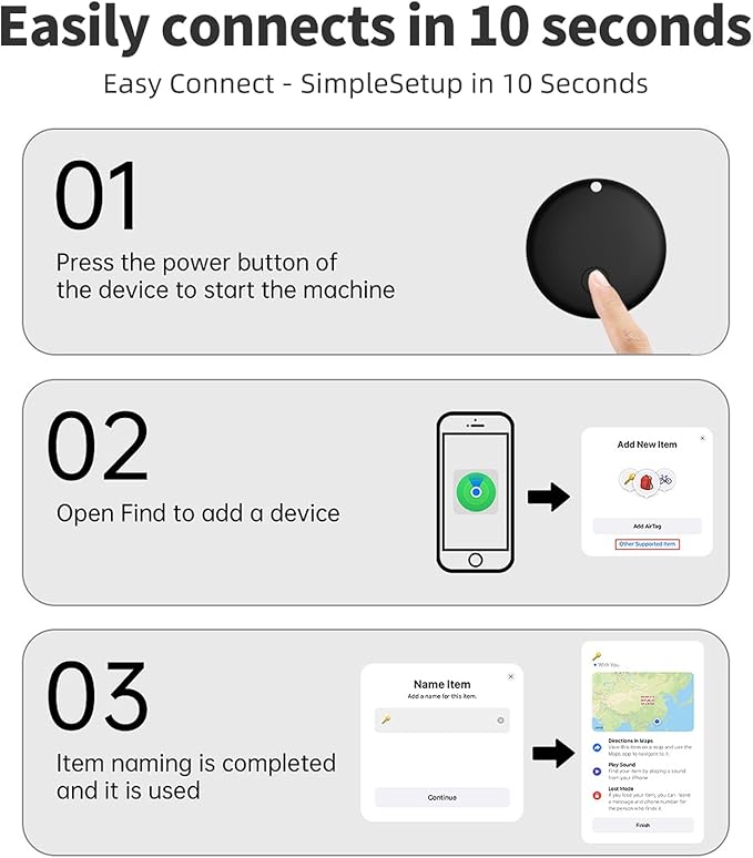 Air Tracker Tags-4 Pack Tracker Tag Work with Apple Find My (iOS 14.6 Above Only) Smart Tag Item Finders for Key, Luggage, Backpack,etc. (Black, 4 Pack)