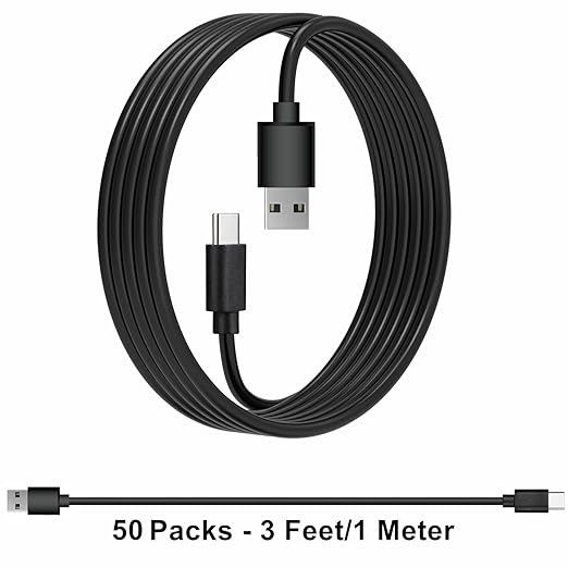 weishan 50-Pack USB C Charger Cable - Multipack USB to Type-C Bulk Charging Cords, USB 2.0 for Phones and Tablets, 3.3ft