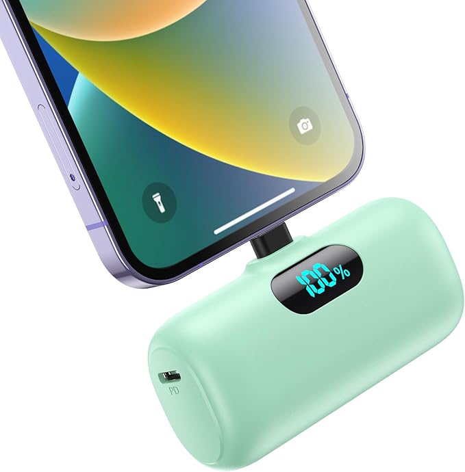 mini Portable Charger for iPhone,Upgraded 5000mAh PD Fast Charging Power Bank,Mini Battery Pack Backup Charger Compatible with iPhone 14/14 Pro Max/13/13 Pro/12 Pro/11/XS/XR/X/8/7/6 -Light Green