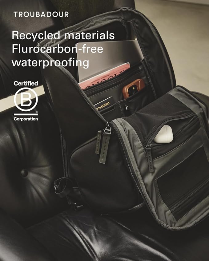 Troubadour Pioneer Backpack 3.0 - Premium Everyday Bag with Padded Laptop Section, Ventilated Shoe Compartment & Sustainable Waterproof Material - All-Day Lightweight Comfort Design - Obsidian Green