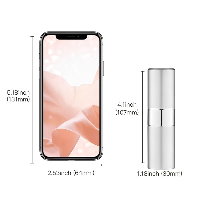 Perfume Travel Refillable Atomizer Bottle: Cologne Spray Mini for Refill - Empty Fragrance Sprayer for Men - Large Size 20ML Silver