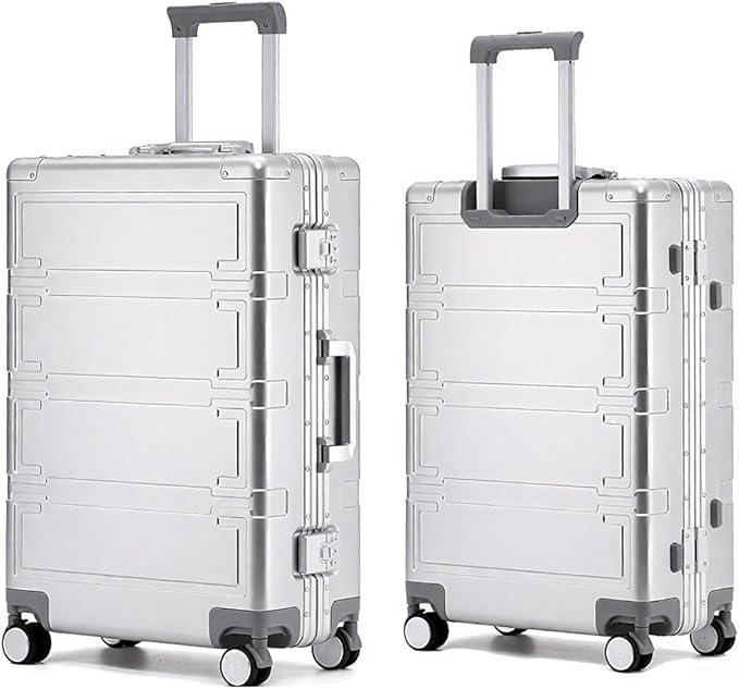 Simcat All Aluminum Carry On Luggage, 20 Inch Hard Shell Zipperless Luggages,Airline Approved Suitcase with TSA Lock and Silent Wheels (Silver,20inch/56.5x21.5x39.5cm)