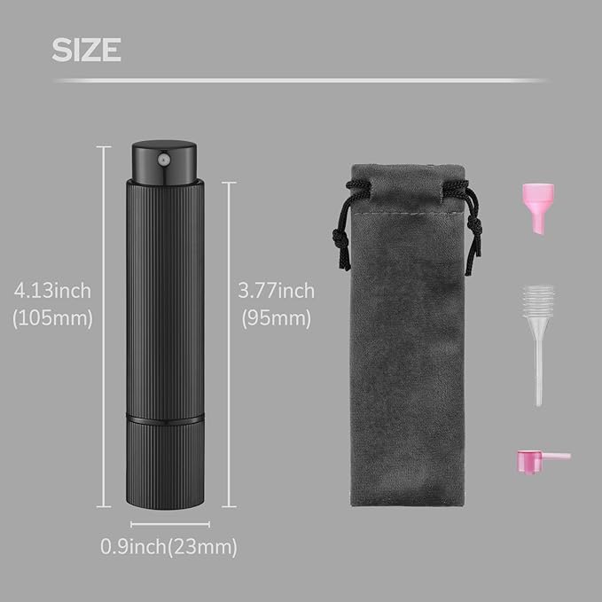 Travel Perfume Bottle Refillable - Cologne Spray Atomizer Mini - Small Travel Size Sprayer Empty for Refill Sample Container - Portable Fragrance Decant Dispenser for Men Women 3PCS 8ml Black