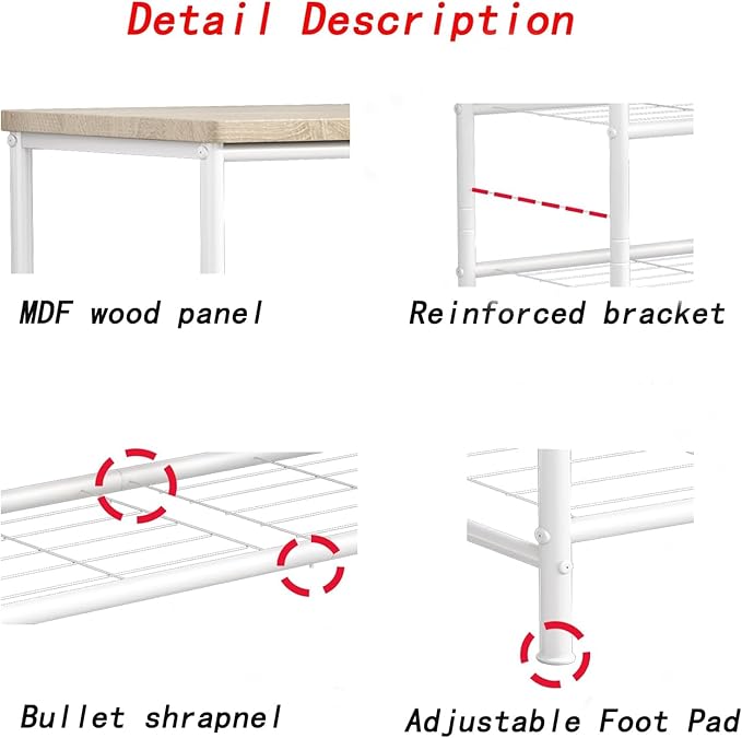SUOERNUO Shoe Rack Organizer 6 Tier for Closet Entryway Free Standing Metal Storage Shoe Shelf with MDF Top Board,White+Oak