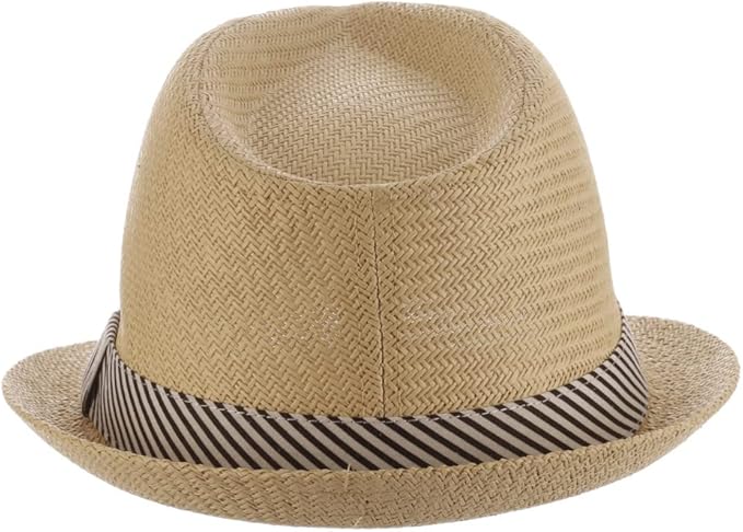 Panama Jack Women's Fedora Hat - Soft Matte Toyo Straw, Striped Cotton Hat Band, Inner Sweatband, 1 3/4" Brim