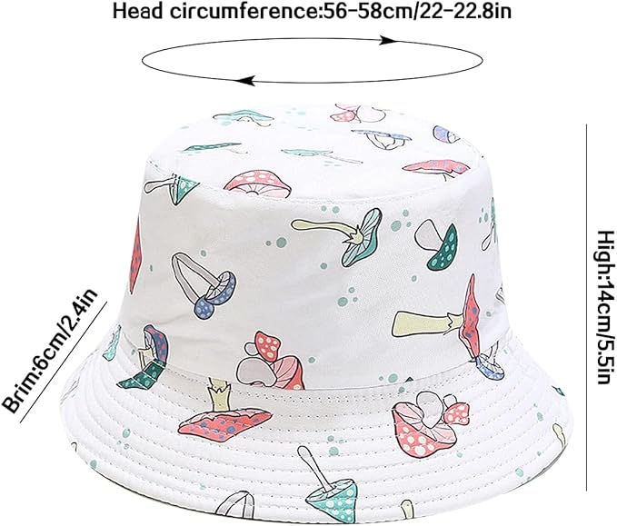 XYIYI Cute Bucket Hat Beach Fisherman Hats for Women, Reversible Double-Side-Wear