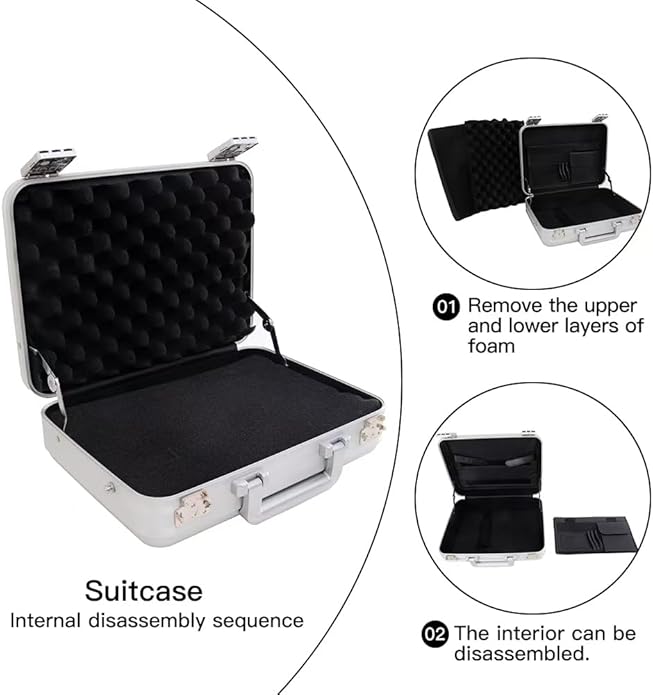 Metal Briefcase with Removable Shoulder Strap 14 Inch Laptop Brief Case Business Case Lawyer Briefcases