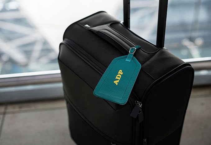 Personalized Monogrammed Leather Luggage Tags - 3 Pack