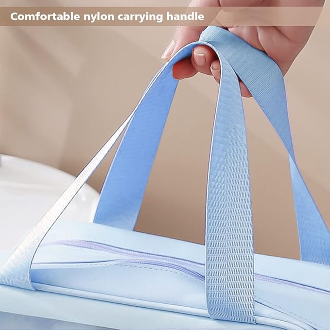 Travel Toiletry Bag for Women, Matte Translucent Toiletry Bag with Handy Handle, Makeup Cosmetic Organizer Bag for Travel Toiletries Accessories (Blue-XL)