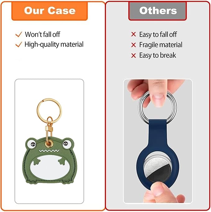 Leather Keychain Case Holder Compatible with Apple AirTag, GPS Airtag Keychain Finder Tracker with Key Ring, Anti-Scratch Protective Air Tag Cover
