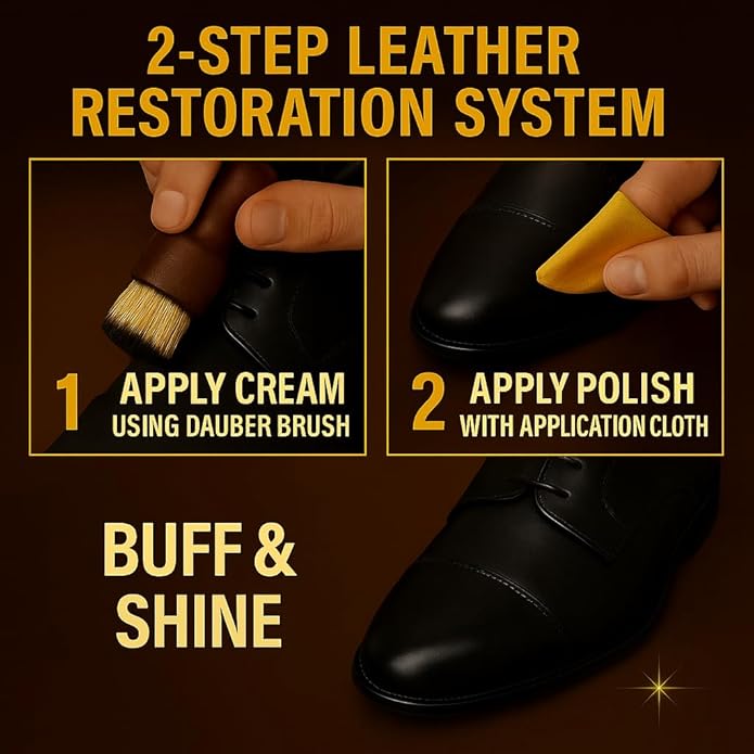 Eagle 13-Piece Shoe Polish Kit – Black, Brown & Neutral Shoe Wax & Boot Cream with Dauber Brushes and Shine Cloths – Leather Shoe Shine & Care Kit