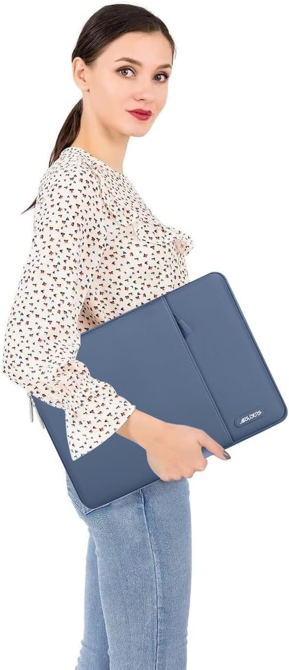 MOSISO Laptop Case 14 inch, 14 inch Laptop Sleeve Compatible with HP Lenovo Dell ASUS Acer, HP Stream, Dell Latitude, Lenovo IdeaPad, Polyester Vertical Computer Sleeve Bag with Pocket, Steel Blue