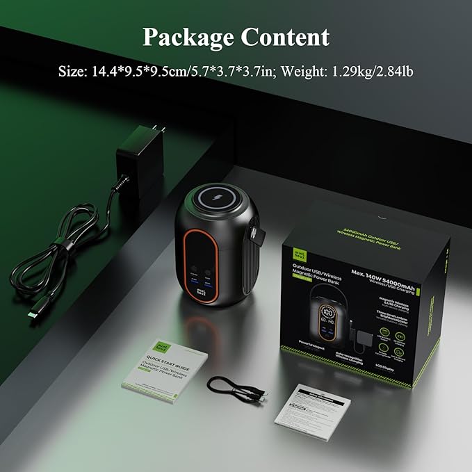 Minthouz 140w 54000mAh Laptop Power Bank with 65W Power Adapter, Versatile Camping Lighting, Wireless Charging, Smart Display, Portable Power Station for iPhone 17/16/15 Pro Max, MacBook, Dell, HP
