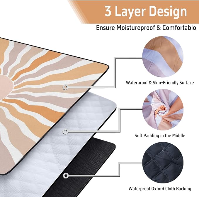 Extra Large Picnic Outdoor Blanket 80''x80'' Waterproof and Sandproof Picnic Foldable Mat for Beach Camping Accessories for Grass Lawn Park