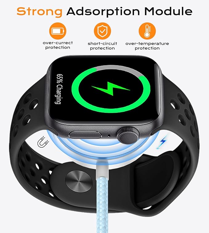 Temdan for Travel Vacation Essentials,3 in 2 USB C Cable for Apple Watch Charger/iPhone 17 Charger/Lightning,Multi Charging Cable Cord,Camping Essentials,Designed for iWatch &iPhone 16-12-6FT Blue