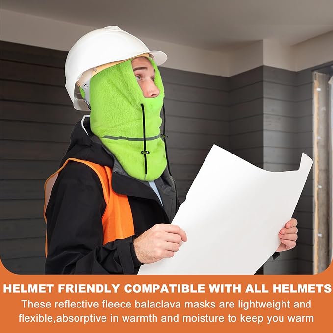 4 Pcs Winter High Visibility Reflective Fleece Balaclava Mask Winter Thermal Full Face Ski Mask Neck Cover Adjustable for Men Women Windproof Outdoor Motorcycle Multicolor