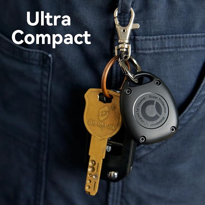 (4 Pack) for AirTag Keychain Holder Case | IPX8 Waterproof, Ultra-Compact | Portable for Air Tag Holder Cover for Backpack, Keys, Luggage - Black