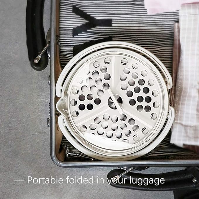 Drizzle Foldable Electric Cooker Travel Hot Pot - Dual Voltage 100V-240V Hot Pot Cooking - Food Grade Silicone Cookerware Boiling Water Steamer - Camping Office Hotel Noodle Porridge Soup Drom