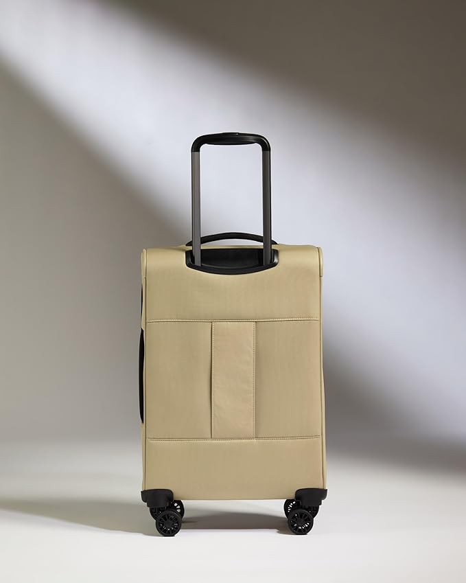 ANTLER - Soft Stripe Carry On Luggage 22x14x9 Airline Approved - Cabin Suitcase with Expander, Adjustable Handle, 4 Spinner Wheels, Lightweight, TSA Lock - Recycled Polyester Luggage - Sand Yellow