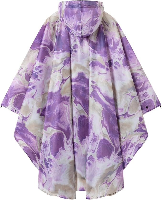 Hooded Rain Ponchos for Adult - Rain Coat and Rain Jacket with Waterproof Pocket and Zipper