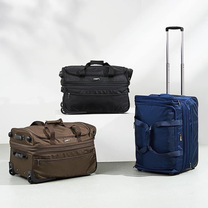 Hanke Large Expandable checked Luggage Suitcases with Wheels Foldable Duffle Bag for Travel suitcase for Women Men Garment Bag(Blue)