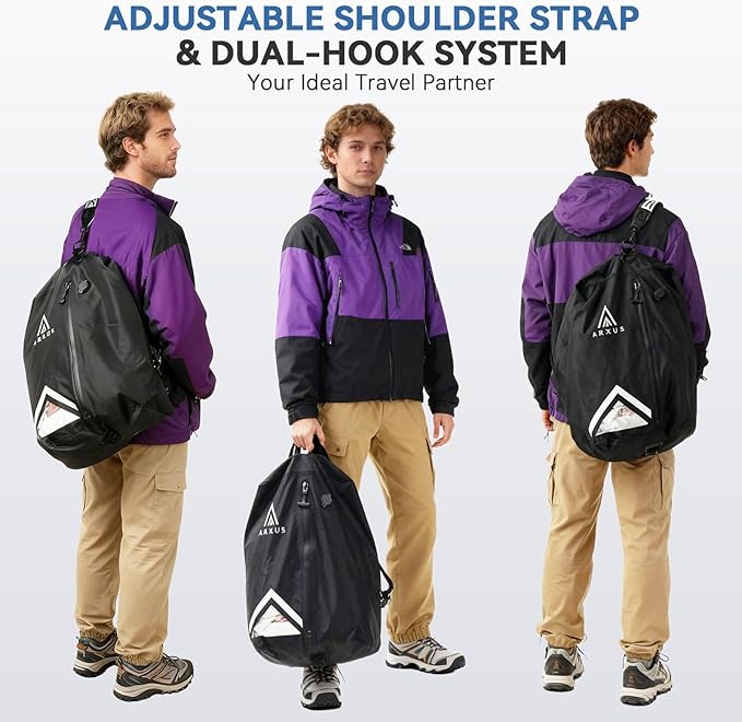 Arxus Vacuum Bags for Travel Airless, Compression Seal Packing Cubes with Adjustable Shoulder Strap, IP67 Reusable Portable Moving Supplies Kit for Clothing Storage, Luggage, Backpack, Suitcase