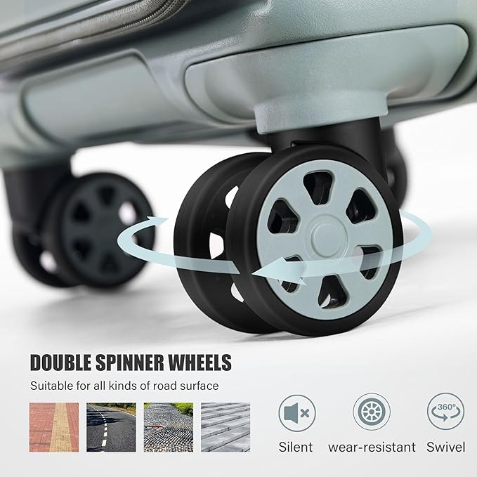 Carry-On Luggage Front Opening 20-inch Suitcase with TSA Lock PC Hardside Rolling Luggage Travel Suitcase, Small Hardside Expandable Luggage with Spinner Wheels (Black)