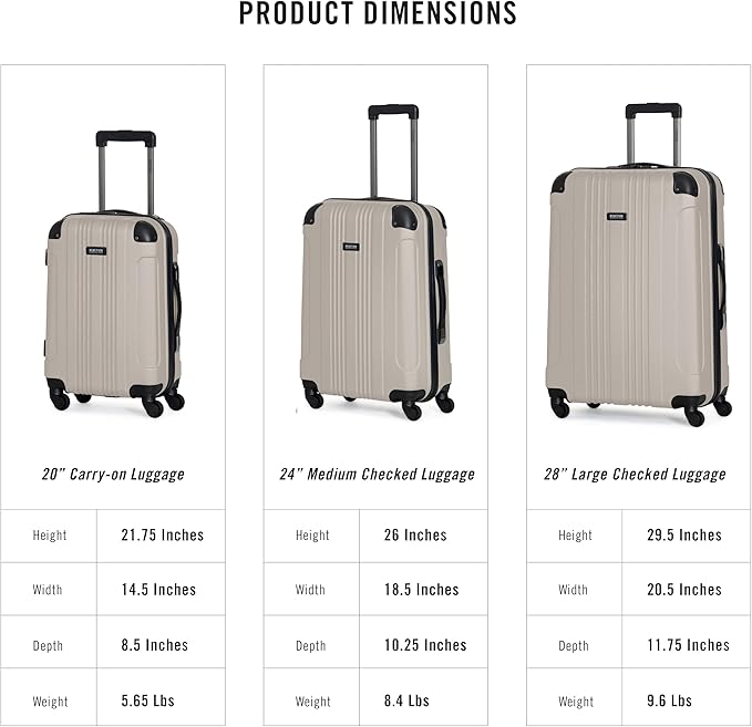 Kenneth Cole REACTION Out of Bounds Lightweight Hardshell 4-Wheel Spinner Luggage, Mushroom, 28-Inch Carry On