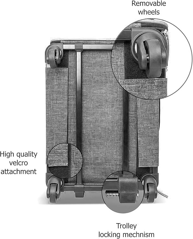 Airline Approved Expandable Premium Pet Carrier on Wheels- Two Sided Expandable Rolling Carrier- Designed for Dogs & Cats- Extra Spacious Soft Lined Carrier! (Grey)